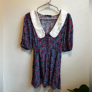 ZARA Pink & Blue Floral Print Romper